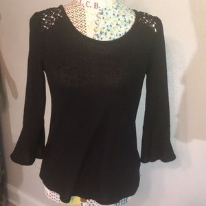 3 for $15 Black lace flute sleeve top